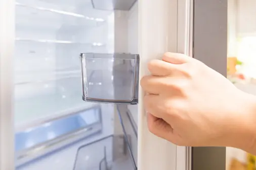 冷蔵庫を開ける手